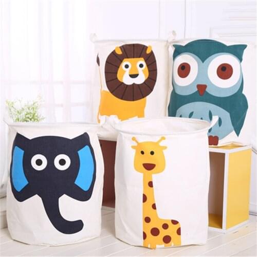 Canvas Animal Embroider Storage box kid Toys organizer children Sundries Storage Basket organizador Dirty Clothes Barrel