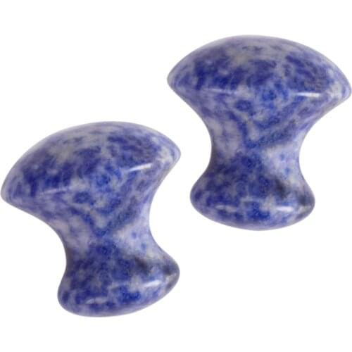 2pcs Mushroom gua sha Tool Facial Back Massager Natural Sodalite Body Foot Scraper SPA Therapy Jade Stone Board