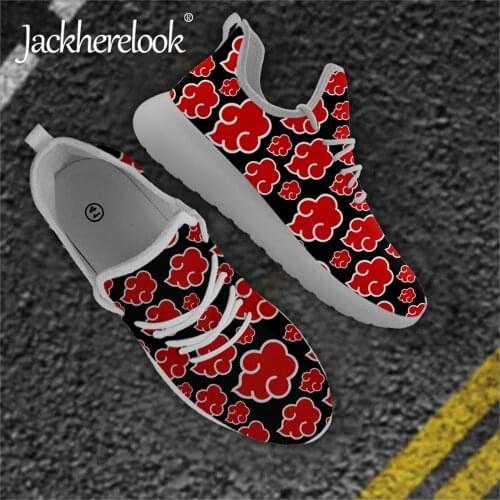 Jackherelook Men Flat Shoes Lightweight Mesh Knit Vulcanize Sneakers Japen Anime Akatsuki Print Sneaker Footwear Tenis Masculino