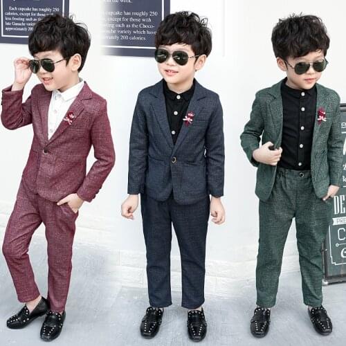 Boys Suits Costume for Boy Autumn Single Breasted Kids Blazers Boy Suit Formal Wedding Wear Cotton Children