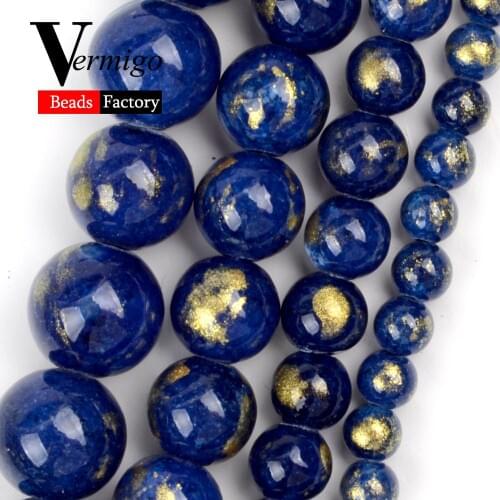 4/6/8/10mm Natural Dark Blue Lapis Lazuli Jades Round Loose Beads for Jewelry Making Spacer Beads diy Bracelets Accessories 15"