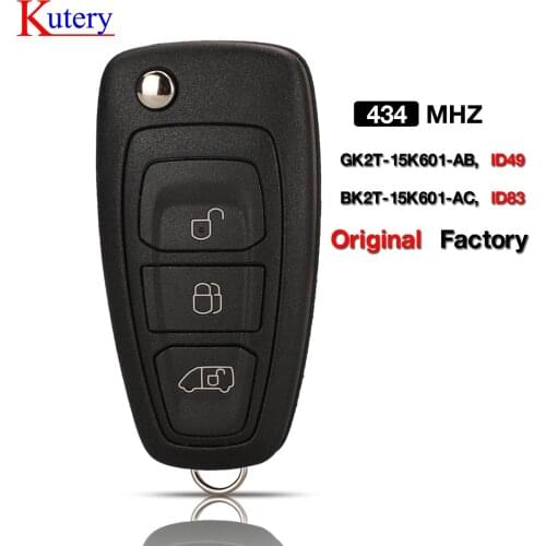 Kutery 434MHz 4d(83)/id49 Chip BK2T-15K601-AC,GK2T-15K601-AB Remote Key Fob 3 Button for Ford Transit Custom 2014 2015 2016