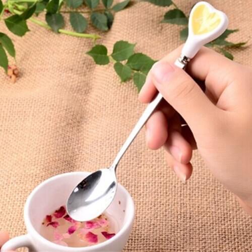 1pcs Love Hearts Metal Tea Spoons Couple Lover Dinnerware Spoon for Coffee New 5 Colors Small Round Spoons Wholesale