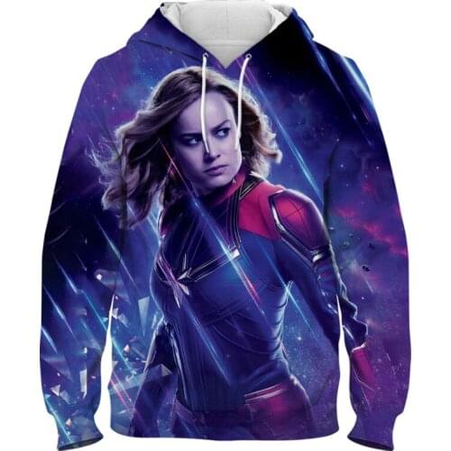 Avengers Captain Marvel Cool Cartoon Hoodie Men Women Unisex Superhero Avengers Sweatshirt Streetwear Graphic Hoody Male Female