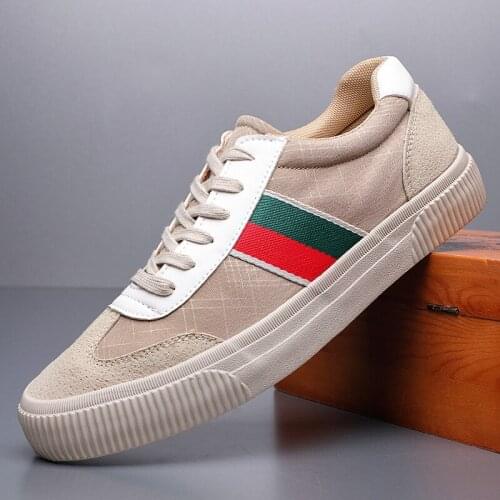 2021 New Designer Men Canvas Casual Shoes Youth Striped Flat Skate Shoes For Men Street Cool Lace-up Sneakers