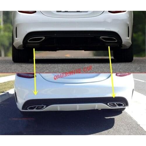 QDAEROHIVE exhaust pipes tail tips pipes Exhaust Tips Rear Lip for Mercedes-Benz W205 C180/C200/C250/C300/C450 AMG 2015-2018