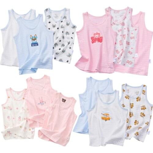 Kids boys underwear 3pcs/pack toddler boy tank tops cotton soft vest for children baby girl summer clothing sleeveless top tee