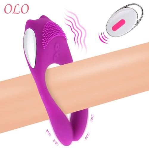OLO Dual Vibration Cock Ring Vibrating Penis Ring Adult Products 12 Speed Delay Ejaculation Sex Toys for Men Male masturbation