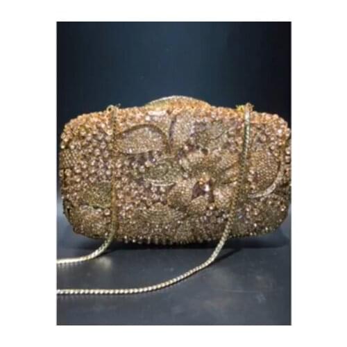 XIYUAN Dazzling Women Gold Color Clutch Bag Evening Bags Wedding Cocktail Crystal Purses and Handbags Bridal Minaudiere Bag Gift