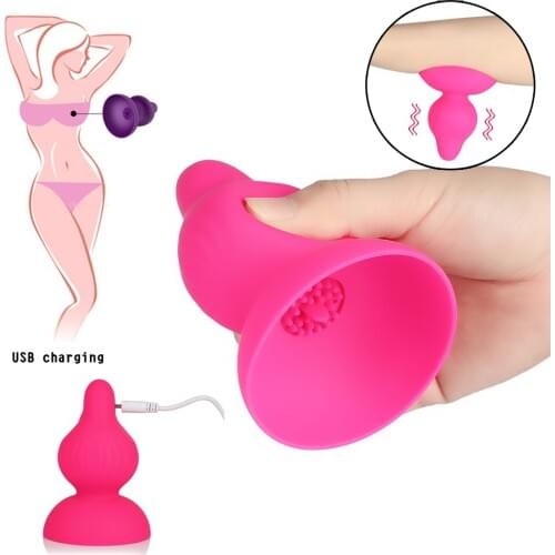 Rechargeable Nipple Stimulator Vibrator Breast Enlarger Massager 7 Frequency Vibrating Nipple Clamps Sucker Sex Toys For Women