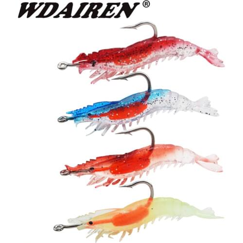 1Pcs Pesca Flasher Rig Jig Hook Soft Bait 6cm 3g Luminous Shrimp Fishing Lure Artificial Baits Trout Fishy Smell Single Tackle