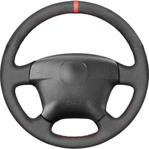 Hand-stitched Black Suede Red Marker Car Steering Wheel Cover for Honda Civic 2001 2002 2003 Odyssey Stream 2000-2004