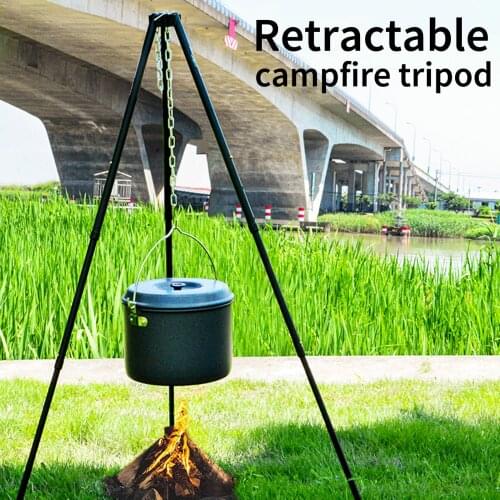SUNDICK campfire camping tripod outdoor retractable campfire tripod aluminum alloy cookware hook rack camping accessories