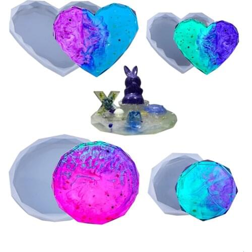 Triangle Cut heart round silicone mold for Jewelry Making tool UV epoxy resin molds craft Coaster Epoxy Resin Molds Art Supplies