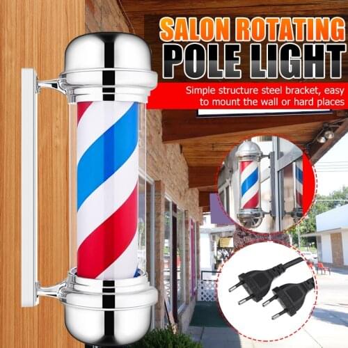 Red White Blue Stripe Rotating Light Stripes Sign Hair Wall Hanging LED Downlights 55cm Barber Shop Pole Rotating Lighting