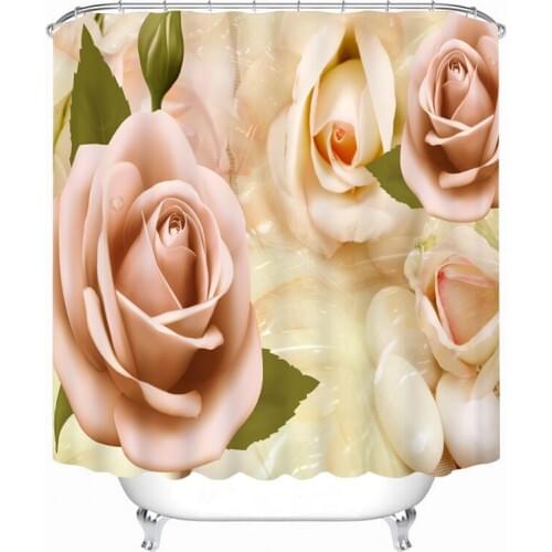 3D Retro Pink Rose Pattern Shower Curtains Bathroom Curtain Waterproof Thickened Bath Curtain