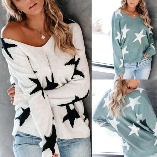 Womens Fashion Loose Casual One-Neck Sweater Pullover Long Sleeve Sweater