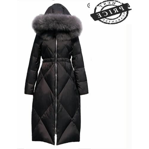 Female Winter Coat Warm 20% Duck Down Jacket + Natural Fox Fur Hooded Clothes 2021 Korean X-Long Down Parka Hiver 00a01