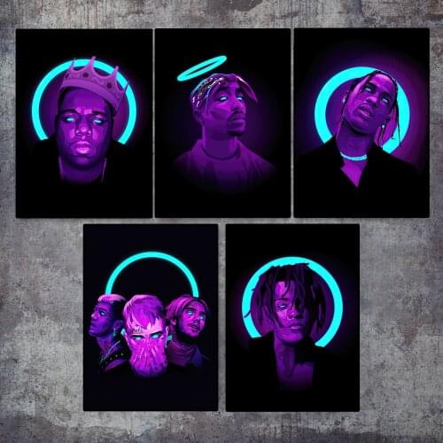 Tupac Shakur Famous Hip Hop Rap Music Singer Stars Modern Wall Art Poster Canvas Painting in Livingroom Home Decor No Frame