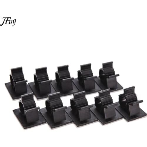 10PCS 25mm Black Self Adhesive Cord Cable Wire Clips adhesive cable clamp