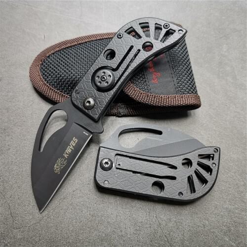 5.7" Knives 55-56HRC Steel Black Pocket Folding Knife 5Cr13Mov Steel Blade Tactical Self-Defense Knives for Hunting Knifes