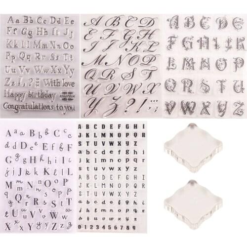 5pcs Letter Alphabet Fondant Cake Stamp with 2pcs Back Plate for Cookies Biscuit Decorating Tool Card Making DIY Scrapbooking