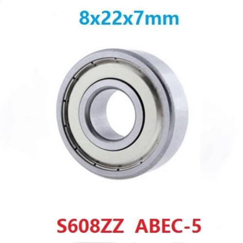 500pcs S608ZZ S608 ZZ ABEC-5 8x22x7mm 8mm stainless steel bearing Deep Groove Ball bearing double shielded 8*22*7mm 608 608ZZ