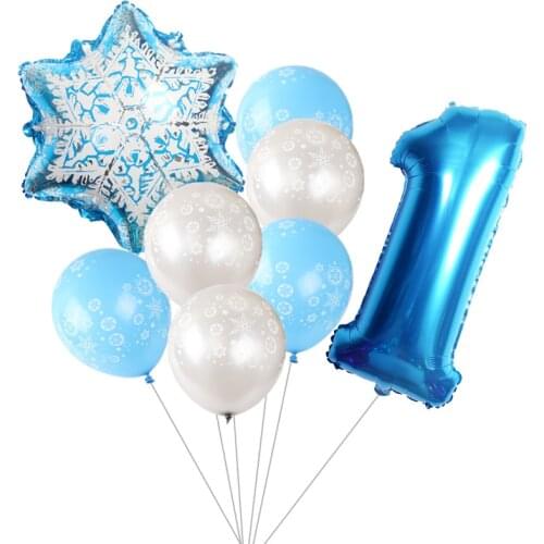 8pcs/set Snowflake Foil Balloons Birthday Party Christmas Decoration Ice snow Latex Helium Balloons Baby Shower Decor Globos