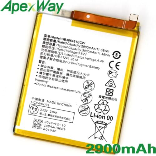 ApexWay 2PCS/lot HB366481ECW 3900mAh Phone battery for Huawei P9 5C (P9 G9 P10 Lite) G9 Honor 8 /Honor 8 Lite/ Y6 II EVA-AL00/A