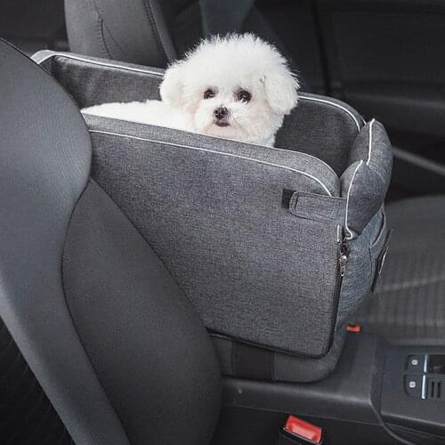 Car Pet Safety Seat Auto Seat Center Console Dog Cat Nest Pad Portable Removable Pet Carrier Bag Puppy Booster for Automobile