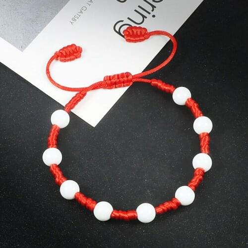 Braided Rope Bead Braceets High Quality White Porcelain Natura Stone Bracelet&Bangle Adjustable Handmade Charm Pulserase Jewelry