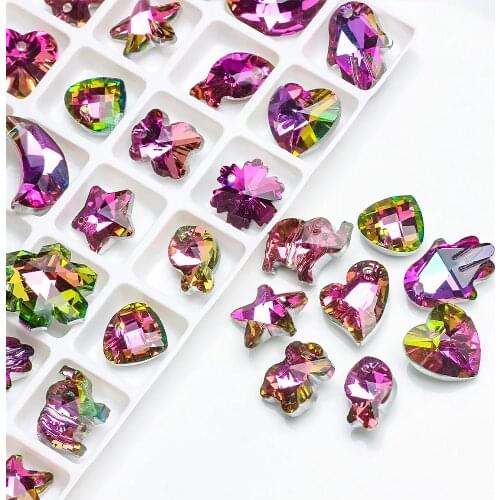 20Pcs Austria Glass Bead Starfish Shape 14mm Rose Charm Crystal Pendants For Women Jewelry Making Necklaces DIY Earring Findings