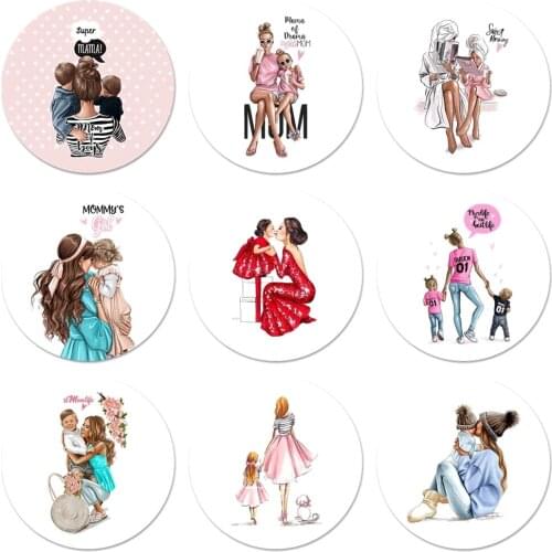 Black Brown Hair Baby Mom Girl Icons Pins Badge Decoration Brooches Metal Badges For Backpack Decoration