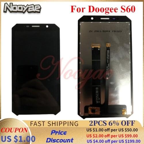 Black 5.2 inch Tested LCD Module For Doogee S60 / S60 Lite Touch Screen Digitizer Sensor With Display Screen Full Assembly