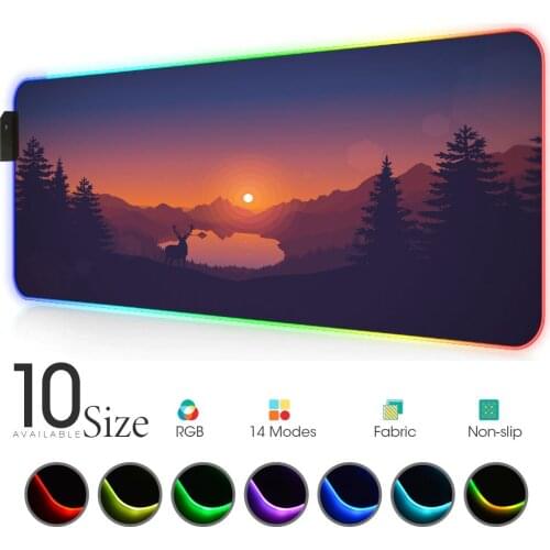 Landscape forest Black MousePad RGBGamer LED Mouse Pad Large alfombrilla escritorio with Backlit gaming accessories