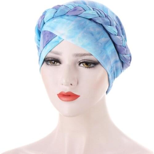Stretchy Braid Turban Femme Muslim Headscarf Bonnet For Women Print Islamic Inner Hijab Caps Arab Wrap Turbante Mujer India Cap