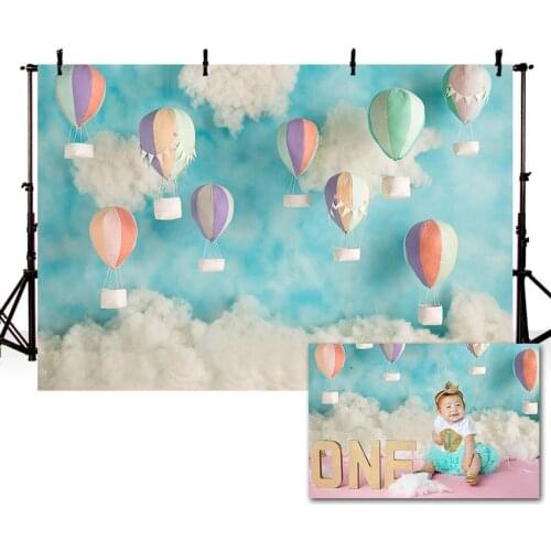 Mehofond Photography Background Birthday Party Blue Sky Clouds Hot Air Balloon Decor Backdrops For Photo Studio Photozone Vinyl