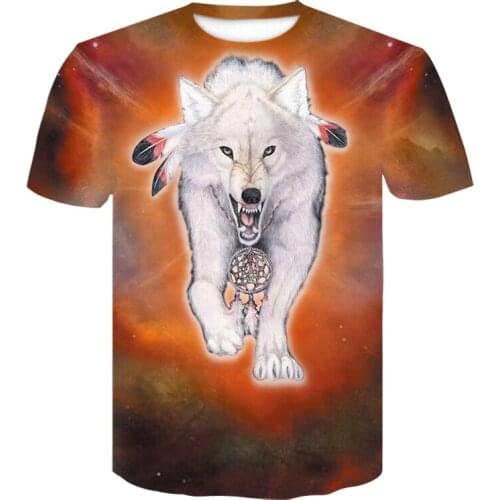 Novelty Animal 3D T-shirt Mens Wolf T-shirt Print Short Sleeve Summer Casual Harajuku T-shirt Funny Hip Hop Streetwear Top