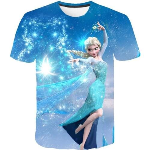 Disney Frozen Elsa Girls 3D Print T-Shirts Kids New Fashion Girls Sports Boys Kids Clothes Cool Cotton Tees Toddler Baby Tshirts