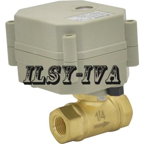 G1/4" DN8 brass Switch type electric ball valve,CR05 five wires control-Spring return