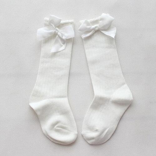 Baby Girls Knee High Sock Cotton Bow Knee Cute Baby Warm Cotton Bow Solid Socks Long Tube Warmer