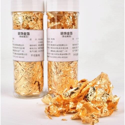 2g/Bottle Gold Leaf Flakes Gold Foil Fragments for Painting Gilding Arts Crystal Drop glue Crafts Nail Decorations