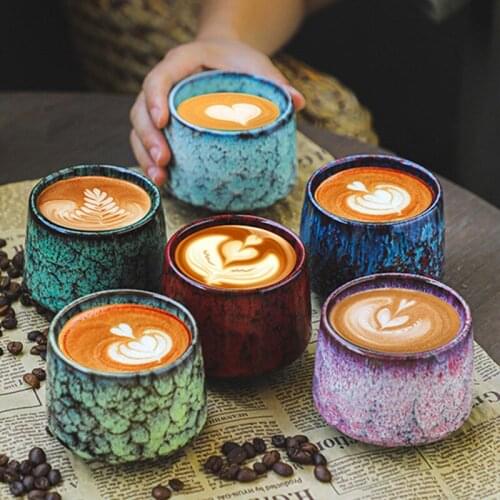 Ceramic espresso coffee mug kiln turned Shatra flower teacup office home personal water cup