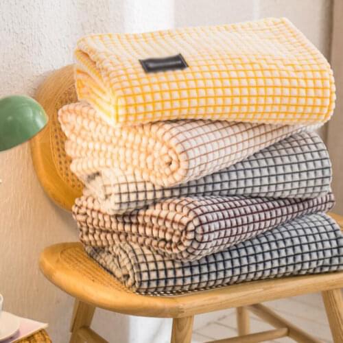 Classic Plaid for Beds Coral Fleece Blankets Gray Color Plaids Single/Queen/King Flannel Bedspreads Soft Warm Blankets for Bed