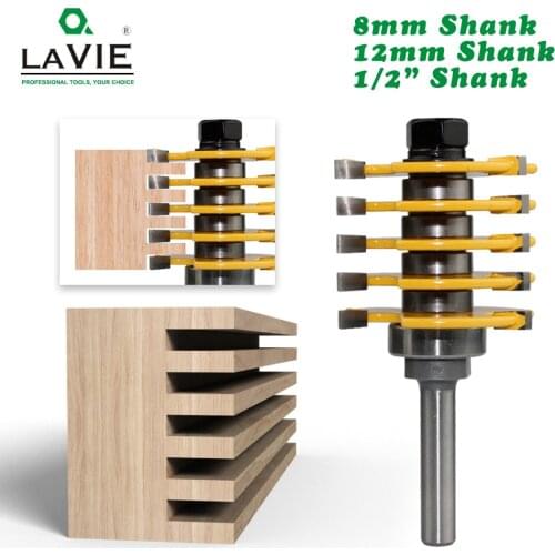 1pc 8mm OR 12mm OR 12.7mm Shank 3 Teeth Adjustable Finger Joint Router Bit Tenon Milling Cutter Industrial Grade for Wood Tool