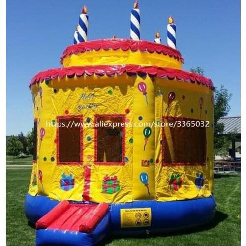 Hot selling inflatable birthday cake jumping castle, inflatable bounce house for party