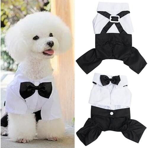 Hot! Pet Dog Cat Clothes Prince Tuxedo Bow Tie Suit Puppy Costume Jumpsuit Coat S-XXL 456fwr32 Dog Clothes Suit for dogs