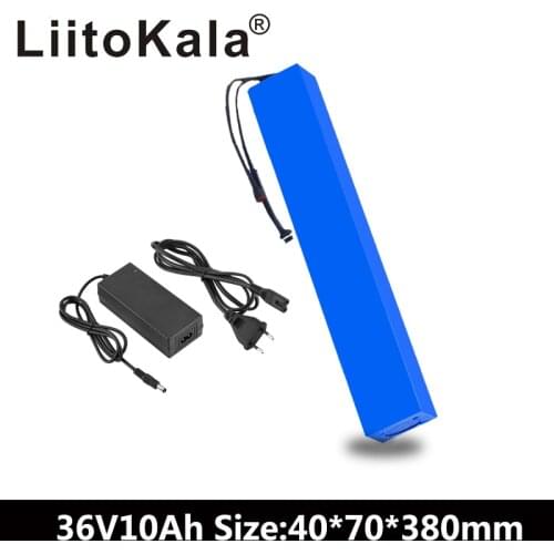 LiitoKala 36V 10Ah 42V 18650 Strip lithium ion battery pack with 20A BMS For ebike electric car bicycle motor scooter 600Watt