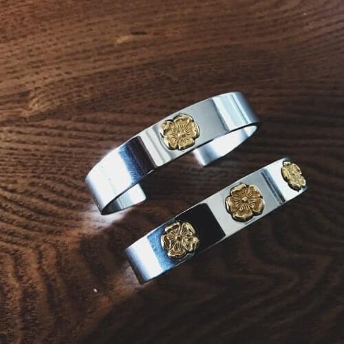 New Fashion Rose Flower Pattern Stainless Steel Bracelet Men Promote Circulation Balance Cuff Open Bangles pulseira masculina