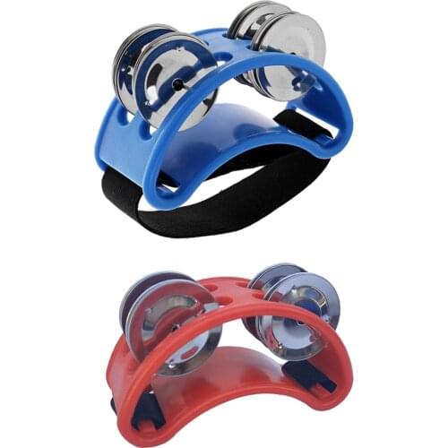 Musical Foot Tambourine Percussion with Steel Jingles for Guitar Players Vocalists